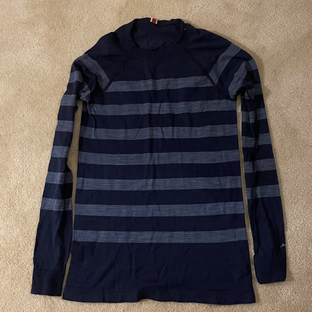 Tracksmith Rare Striped Brighton base layer Merino Wool Run LS Shirt